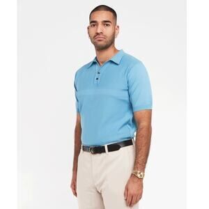 Bogey Boys Woven Polo Sweater Shirt Men's Size XL Short Sleeve Golf blue Knit